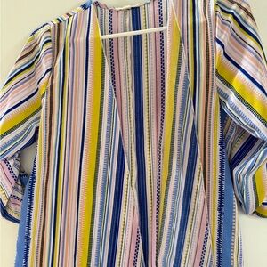 Yellow and Blue Asymmetrical Backless Blouse